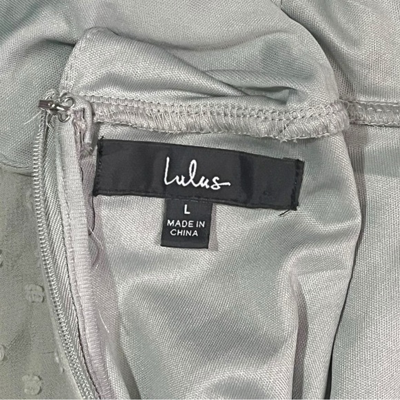 Lulus Romantic Possibilities Sage Brush Swiss Dot Maxi Dress sz L - Picture 3 of 13